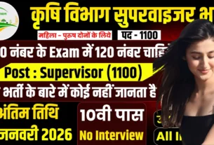 Krishi Vibhag Supervisor Bharti 2026 for 10th, 12th Pass