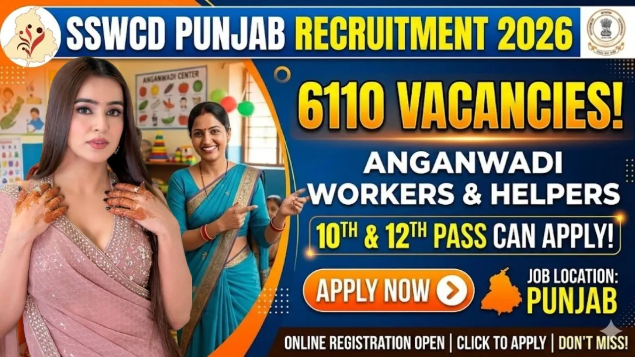 SSWCD Punjab Anganwadi Recruitment 2026 for 10th,12th Pass